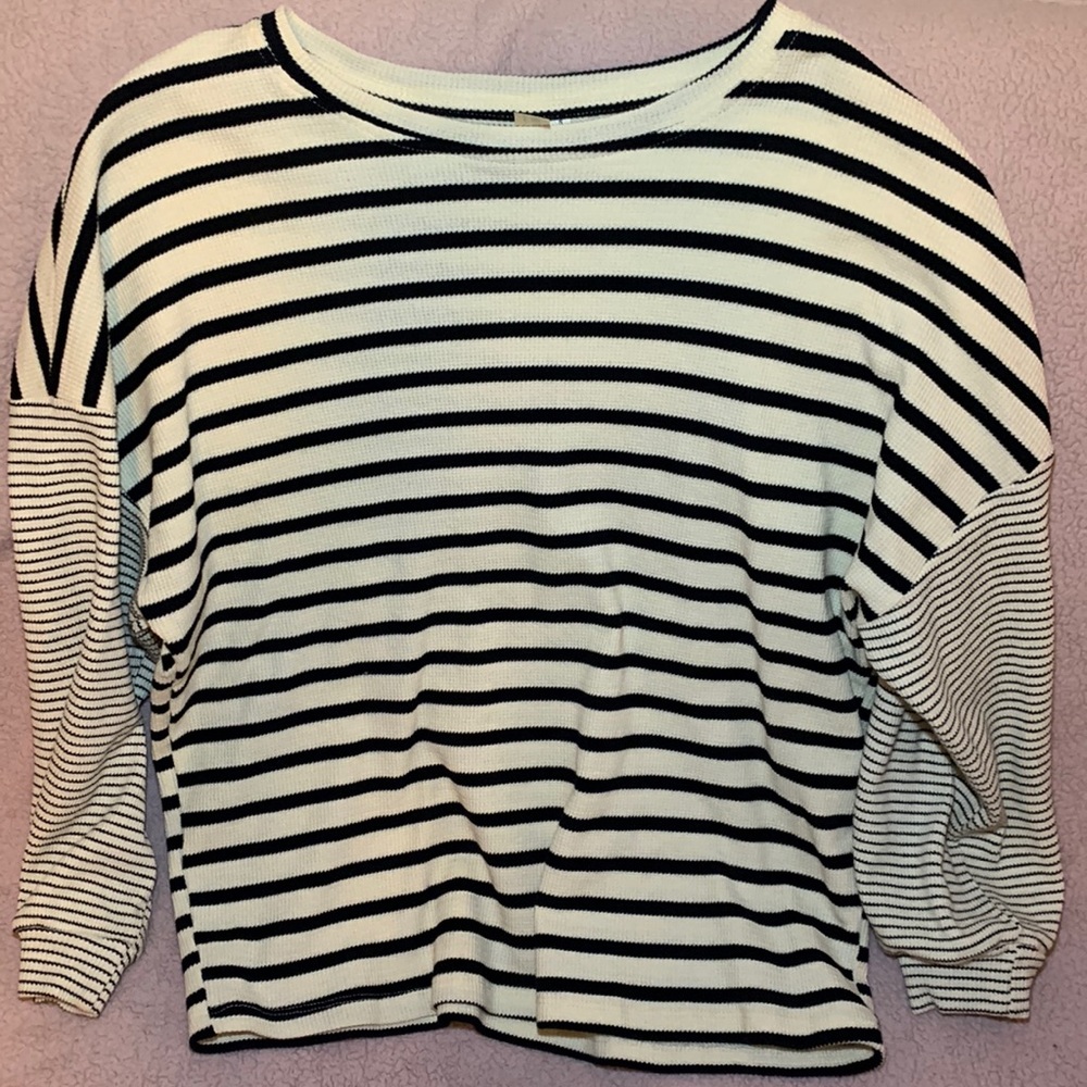 Cream & Black Striped Top